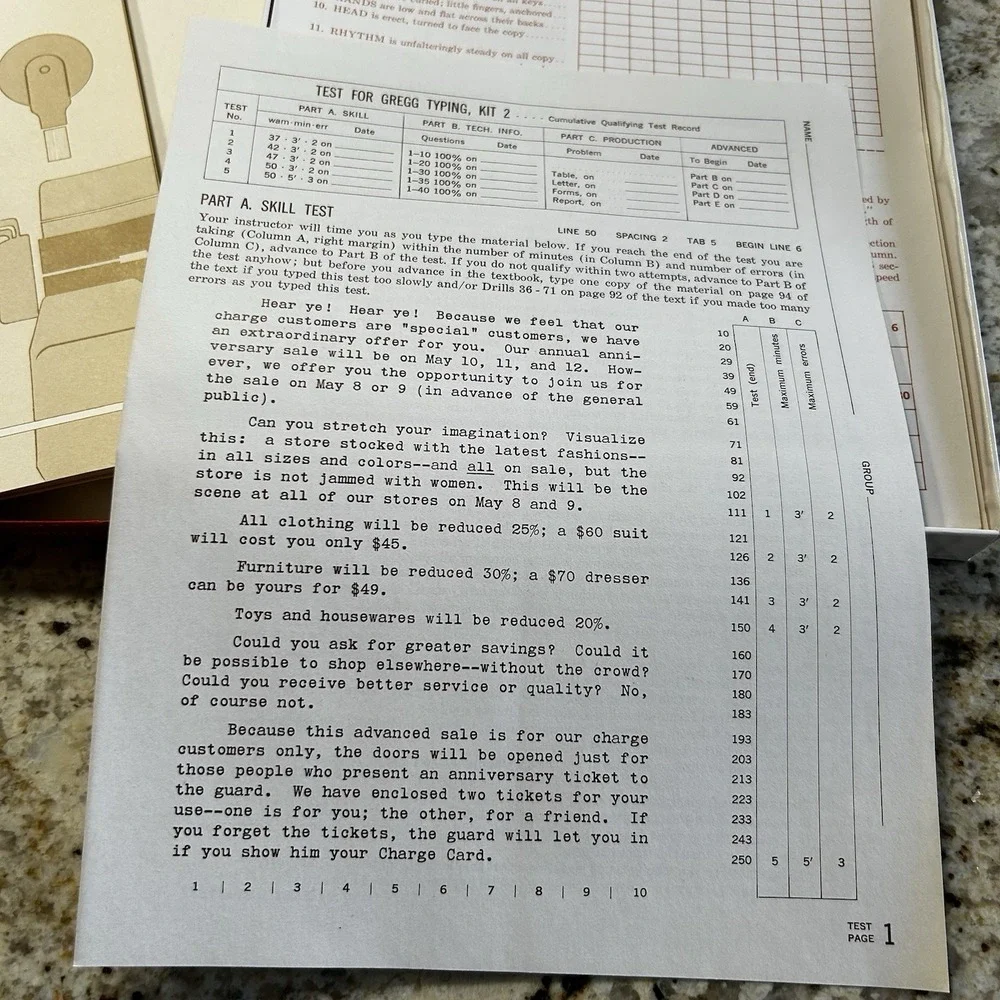 Vintage 1966 Gregg Typing 2 Complete Boxed Kit Adult Education McGraw-Hill
